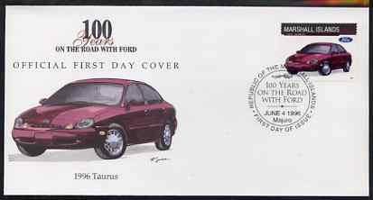 Marshall Islands 1996 Centenary of Ford Cars - 1996 Taurus on illustrated cover with special first day cancel, SG 720, stamps on , stamps on  stamps on cars, stamps on  stamps on ford, stamps on  stamps on 