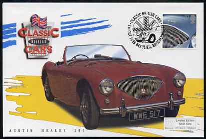 Great Britain 1996 Classic Sports Cars 37p Austin Healey 100 on Mercury illustrated (Limited Edition) cover with special Beaulieu cancel, SG 1947, stamps on cars, stamps on austin