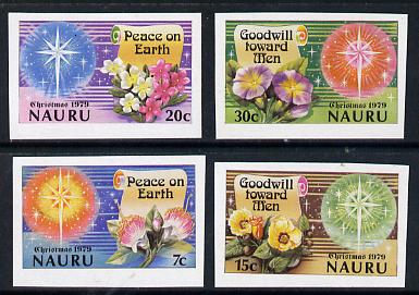 Nauru 1979 Christmas set of 4 in unmounted mint IMPERF singles (as SG 216-9), stamps on , stamps on  stamps on christmas, stamps on flowers, stamps on bethlehem