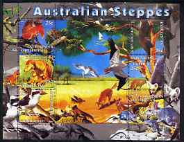 Kyrgyzstan 2004 Fauna of the World - Australian Steppes perf sheetlet containing 6 values unmounted mint, stamps on , stamps on  stamps on animals, stamps on  stamps on kangaroos, stamps on  stamps on dogs, stamps on  stamps on dingos, stamps on  stamps on birds