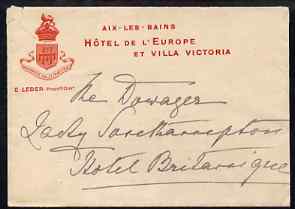 Great Britain 1907 Letter from PRINCESS CHRISTIAN to the Lady Southampton sent to her from Aix-Les-Bains where they were both staying.,The letter says Could you come & se..., stamps on royalty, stamps on 