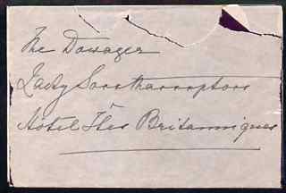 Great Britain 1907 Letter from PRINCESS CHRISTIAN to the Lady Southampton inviting her to luncheon with Madame d'Erlanger and some friends, complete with envelope which has been roughly opened. (Lady Ismay Southampton was Lady-in-Waiting to Queen Victoria from 1878 until her death in 1901 and close friend to the Princesses), stamps on , stamps on stamps on royalty, stamps on stamps on