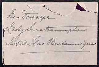 Great Britain 1907 Letter from PRINCESS CHRISTIAN to the Lady Southampton inviting her to luncheon with Madame d'Erlanger and some friends, complete with envelope which has been roughly opened. (Lady Ismay Southampton was Lady-in-Waiting to Queen Victoria from 1878 until her death in 1901 and close friend to the Princesses), stamps on , stamps on  stamps on royalty, stamps on  stamps on 