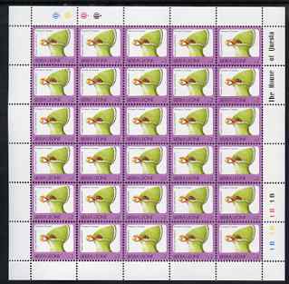 Sierra Leone 1992-99 Birds 2L Crested Touraco (without imprint) complete sheet of 30 unmounted mint SG 1894A, stamps on , stamps on  stamps on birds