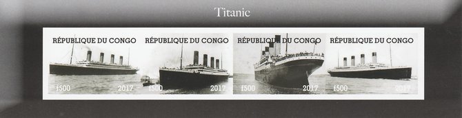 Congo 2017 The Titanic imperf sheetlet containing 4 values unmounted mint. Note this item is privately produced and is offered purely on its thematic appeal, stamps on , stamps on  stamps on ships, stamps on  stamps on titanic