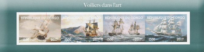 Congo 2017 Paintings of Ships imperf sheetlet containing 4 values unmounted mint. Note this item is privately produced and is offered purely on its thematic appeal, stamps on , stamps on  stamps on ships, stamps on  stamps on arts