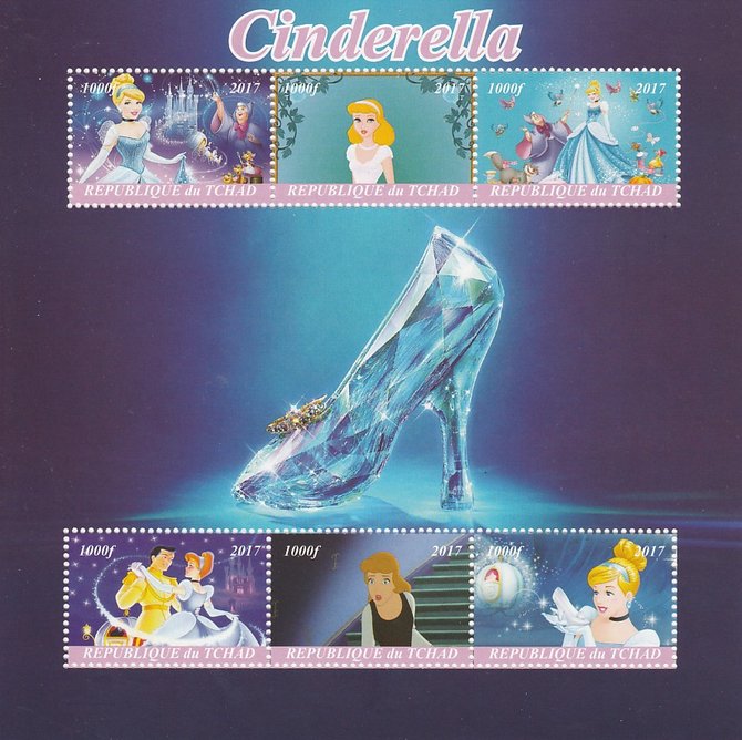 Chad 2017 Disney's Cinderella perf sheetlet containing 6 values unmounted mint. Note this item is privately produced and is offered purely on its thematic appeal. . , stamps on , stamps on  stamps on films, stamps on  stamps on cinema, stamps on  stamps on movies, stamps on  stamps on disney, stamps on  stamps on cinderella