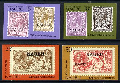Nauru 1976 Stamp Anniversary set of 4 in unmounted mint IMPERF singles (as SG 147-50), stamps on , stamps on  stamps on , stamps on  stamps on stamponstampstamp centenary, stamps on stamp on stamp