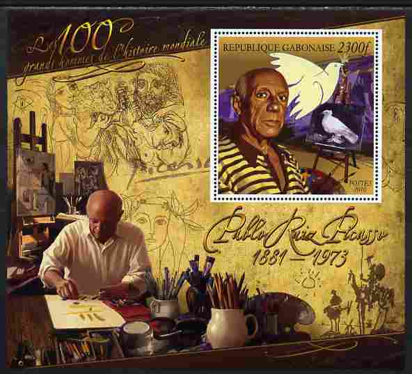 Gabon 2010-12 Greatest Personalities in World History - Pablo Picasso large perf s/sheet unmounted mint, stamps on personalities, stamps on picasso, stamps on arts