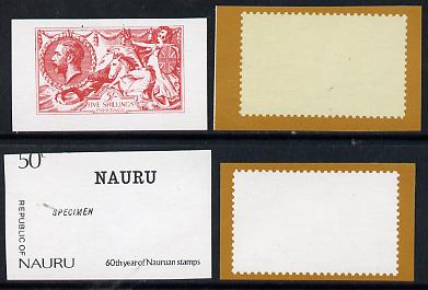 Nauru 1976 Stamp Anniversary 50c (SG 150) set of 4 unmounted mint IMPERF progressive proofs on gummed paper , stamps on stamp centenary, stamps on stamp on stamp, stamps on stamponstamp