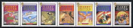Great Britain 2007 Harry Potter perf strip of 7 unmounted mint SG 2750a, stamps on , stamps on  stamps on films, stamps on  stamps on cinema, stamps on  stamps on literature, stamps on  stamps on myths, stamps on  stamps on mythology, stamps on  stamps on 