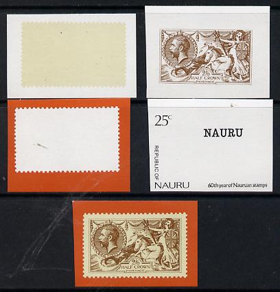 Nauru 1976 Stamp Anniversary 25c (SG 149) set of 5 unmounted mint IMPERF progressive proofs on gummed paper, stamps on stamp centenary, stamps on stamp on stamp, stamps on stamponstamp