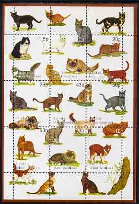 Easdale 1999 Cats Composite perf sheetlet containing 9 values unmounted mint, stamps on , stamps on  stamps on cats