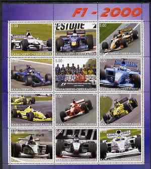 Karachaevo-Cherkesia Republic 2000 Formula 1 perf sheetlet containing 12 values unmounted mint, stamps on sport, stamps on  f1 , stamps on formula 1, stamps on racing cars, stamps on cars