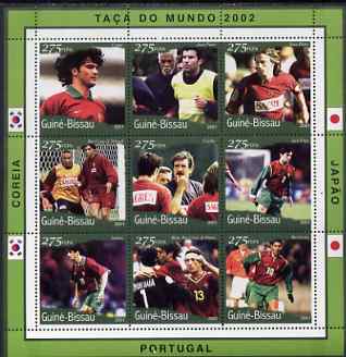 Guinea - Bissau 2001 Football World Cup (Portugal) perf sheetlet containing 9 values (9 x 275 FCFA) unmounted mint Mi 1352-60, stamps on , stamps on  stamps on sport, stamps on  stamps on football