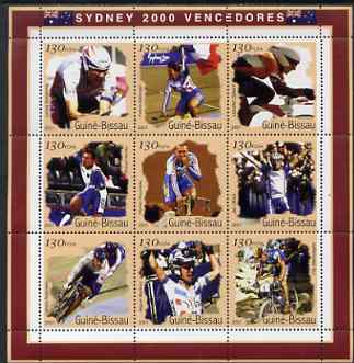 Guinea - Bissau 2001 Sydney Olympic Games perf sheetlet containing 9 values (Cycling) unmounted mint Mi 1279-87, stamps on , stamps on  stamps on sport, stamps on  stamps on olympics, stamps on  stamps on bicycles