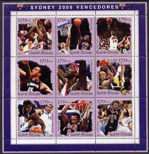 Guinea - Bissau 2001 Sydney Olympic Games perf sheetlet containing 9 values (Basketball) unmounted mint Mi 1297-1305, stamps on sport, stamps on olympics, stamps on basketball