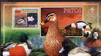 Guinea - Bissau 2007 Birds - Ducks large perf s/sheet containing 1 value (Scout logo in background) unmounted mint, stamps on birds, stamps on scouts, stamps on ducks