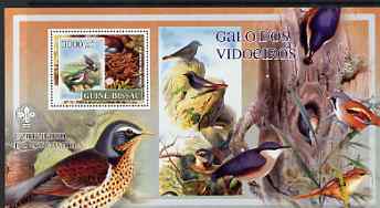 Guinea - Bissau 2007 Birds - Mixed Species large perf s/sheet containing 1 value (Scout logo in background) unmounted mint, stamps on , stamps on  stamps on birds, stamps on  stamps on scouts, stamps on  stamps on 