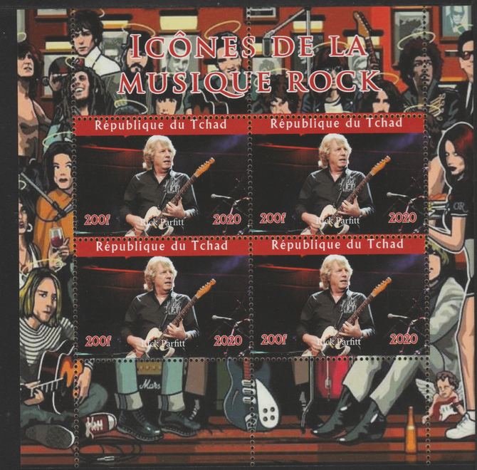 Chad 2020 Rock Music Icons of the Twentieth Century - Rick Parfitt perf sheetlet containing 4 values unmounted mint. , stamps on music, stamps on rock, stamps on pops, stamps on 