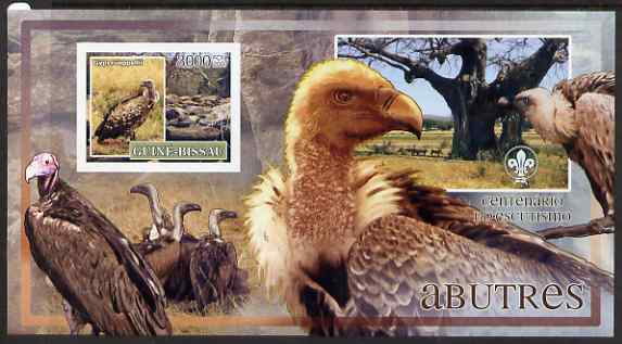 Guinea - Bissau 2007 Birds - Vultures large imperf s/sheet containing 1 value (Scout logo in background) unmounted mint, stamps on , stamps on  stamps on birds, stamps on  stamps on scouts, stamps on  stamps on vultures