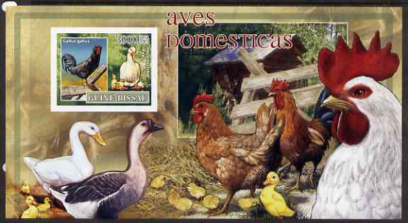 Guinea - Bissau 2007 Birds - Chickens large imperf s/sheet containing 1 value (Scout logo in background) unmounted mint, stamps on , stamps on  stamps on birds, stamps on  stamps on scouts, stamps on  stamps on chickens