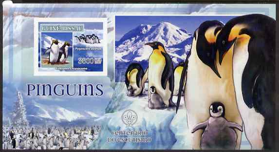 Guinea - Bissau 2007 Birds - Penguins large imperf s/sheet containing 1 value (Scout logo in background) unmounted mint, stamps on , stamps on  stamps on birds, stamps on  stamps on scouts, stamps on  stamps on penguins, stamps on  stamps on polar