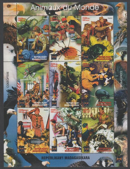 Madagascar  1998Animals of the World with Paintings by Norman Rockwell perf sheetlet containing 9 values unmounted mint. Note this item is privately produced and is offer...