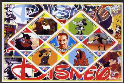 Mali 2006 The World of Walt Disney #05 imperf sheetlet containing 6 diamond shaped values plus label, unmounted mint, stamps on , stamps on  stamps on disney, stamps on  stamps on films, stamps on  stamps on cinema, stamps on  stamps on movies, stamps on  stamps on cartoons, stamps on  stamps on 