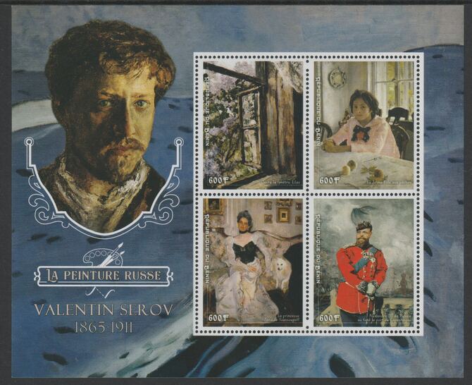 Benin 2018 Russian Painters -Valentin Serov perf sheet containing four values unmounted mint, stamps on , stamps on  stamps on arts, stamps on  stamps on paintings, stamps on  stamps on russian