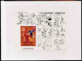 Mongolia 1983 The Sorcerer's Apprentice,superb running proof mounted on House of Questa proof card and 1 of only 10 produced, stamps on , stamps on  stamps on disney, stamps on  stamps on magic, stamps on  stamps on music