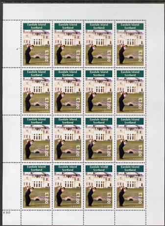 Easdale 2005 Tiger Woods at St Andrews perf sheetlet containing 16 x \A31 values unmounted mint, stamps on personalities, stamps on golf, stamps on 