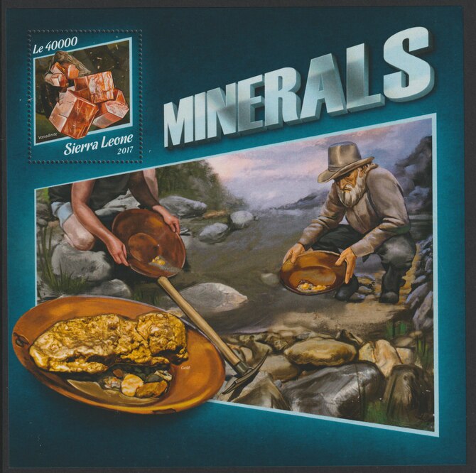 Sierra Leone 2017 Minerals #4 large perf deluxe sheet containing one value unmounted mint, stamps on minerals