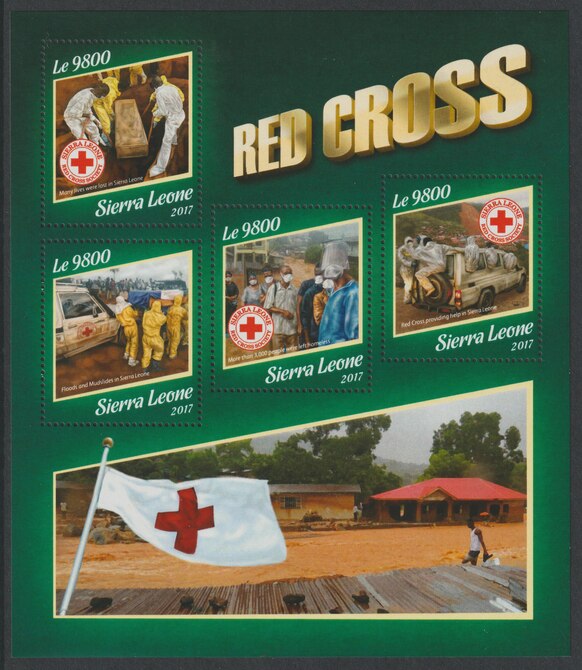 Sierra Leone 2017 Red Cross #2 perf sheetlet containing 4 values unmounted mint, stamps on red cross, stamps on medical