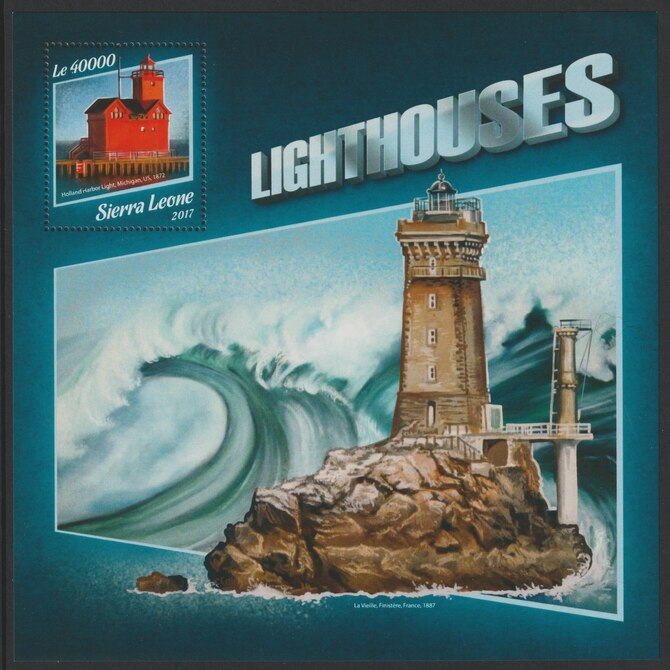 Sierra Leone 2017 Lighthouses large perf deluxe sheet containing one value unmounted mint, stamps on lighthouses