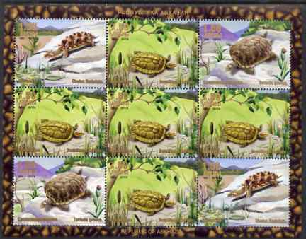 Abkhazia 1999 Turtles & Tortoises perf sheetlet containing 9 values, unmounted mint, stamps on , stamps on  stamps on animals, stamps on  stamps on reptiles, stamps on  stamps on tortoises, stamps on  stamps on turtles