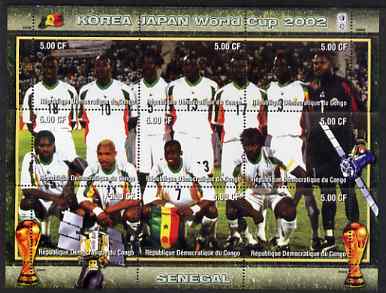 Congo 2002 Korea Japan World Cup Football Teams - Senegal perf composite sheetlet containing 9 values unmounted mint. Note this item is privately produced and is offered purely on its thematic appeal , stamps on , stamps on  stamps on sport, stamps on  stamps on football, stamps on  stamps on flags