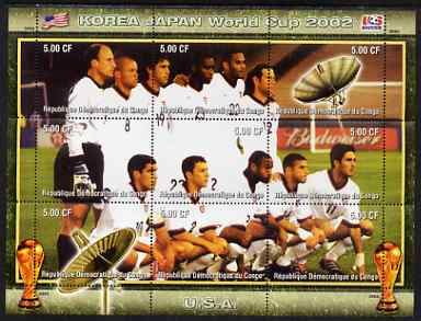 Congo 2002 Korea Japan World Cup Football Teams - USA perf composite sheetlet containing 9 values unmounted mint. Note this item is privately produced and is offered purely on its thematic appeal , stamps on , stamps on  stamps on sport, stamps on  stamps on football, stamps on  stamps on flags