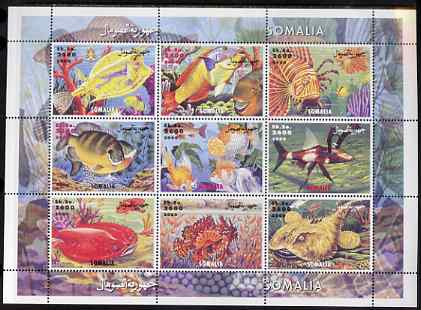 Somalia 2000 Exotic Fish #1 perf sheetlet containing set of 9 values unmounted mint, stamps on , stamps on  stamps on fish