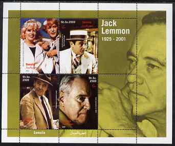 Somalia 2001 Jack Lemmon perf sheetlet containing set of 4 values unmounted mint. Note this item is privately produced and is offered purely on its thematic appeal, stamps on personalities, stamps on films, stamps on cinema, stamps on movies, stamps on 