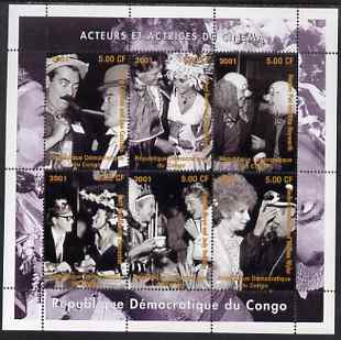 Congo 2001 Cinema Actors & Actresses perf sheetlet containing set of 6 values unmounted mint. Note this item is privately produced and is offered purely on its thematic appeal, stamps on films, stamps on movies, stamps on cinema, stamps on smoking