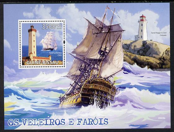 Guinea - Bissau 2009 Lighthouses & Sailing Ships perf s/sheet unmounted mint, stamps on lighthouses, stamps on ships