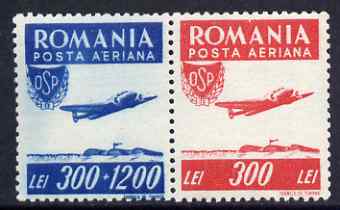 Rumania 1946 Sports - Air se-tenant pair unmounted mint SG 1821a, stamps on , stamps on  stamps on aviation, stamps on  stamps on sport