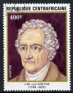 Central African Republic 1982 150th Death Anniversary of Goethe 400f (from Anniversaries set) superb cto used, SG 840, stamps on , stamps on  stamps on personalities, stamps on  stamps on literature, stamps on  stamps on poetry