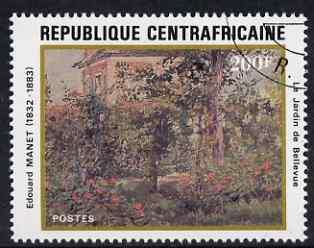 Central African Republic 1982 Le Jardin de Bellevue by Edouard Manet (150th Birth Anniversary) 200f (from Anniversaries set) superb cto used, SG 838, stamps on personalities, stamps on arts, stamps on manet