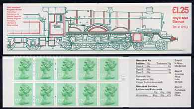 Great Britain 1983 Railway Engines #1 (GWR Isambard Kingdom Brunel) Â£1.25 folded booklet with cyl number in margin at right, SG FK5B, stamps on , stamps on  stamps on railways