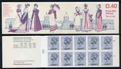 Great Britain 1981 19th Century Women's Costumes Series #1 (1800-15) Â£1.40 folded booklet with cyl number in margin at left, SG FM3A, stamps on , stamps on  stamps on women, stamps on  stamps on fashion