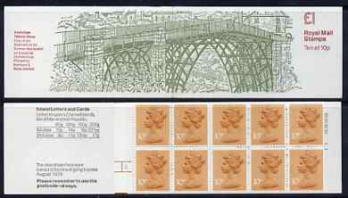 Great Britain 1979-81 Industrial Archaeology Series #1 (Ironbridge, Telford) £1.00 folded booklet with cyl number in margin at left SG FH1A, stamps on bridges, stamps on iron, stamps on scots, stamps on scotland