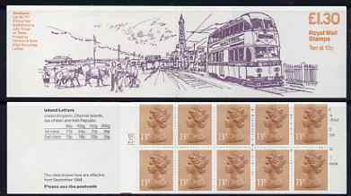 Great Britain 1984-85 Trams #3 (Blackpool) Â£1.30 folded booklet with cyl number in margin at left SG FL5A, stamps on transport, stamps on trams