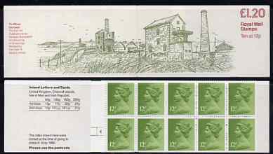 Great Britain 1979-81 Industrial Archaeology Series #3 (Tin Mine, Cornwall) £1.20 folded booklet with cyl number in margin at left SG FJ2A, stamps on mining, stamps on  tin , stamps on 